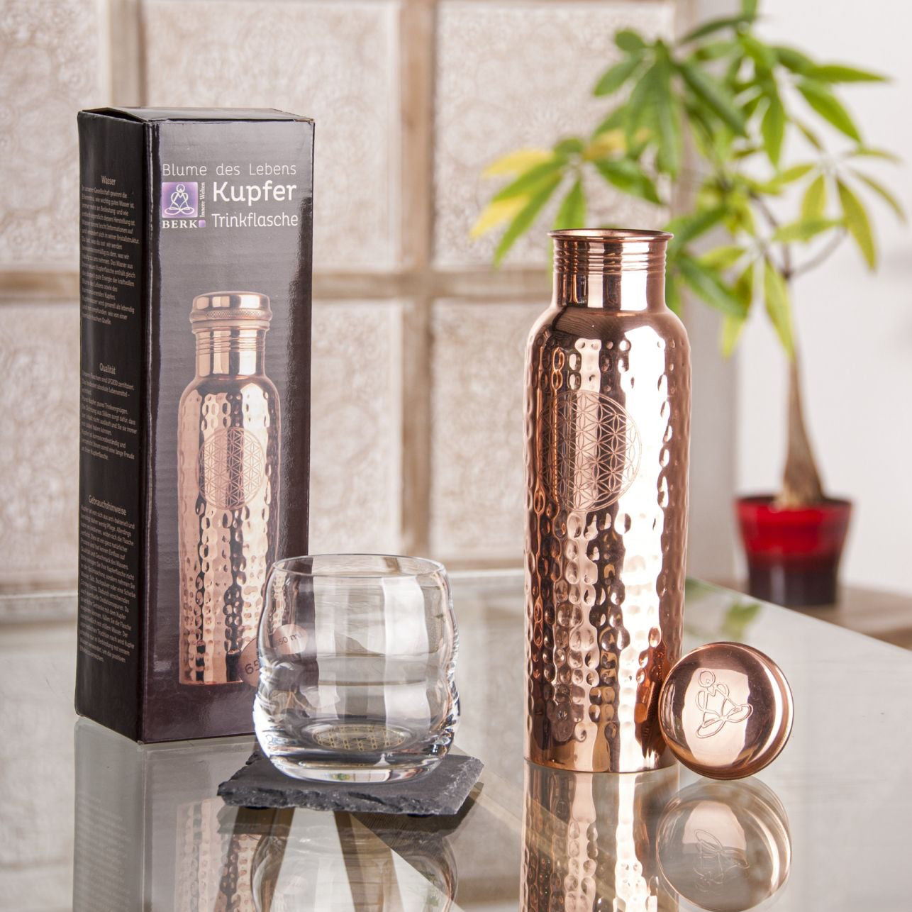 Kupfertrinkflasche 650 ml Kupferflasche mit Drehverschluss