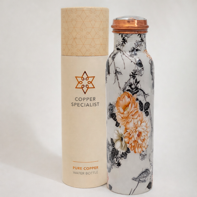 Kupfer Wasserflasche, Blumenmuster