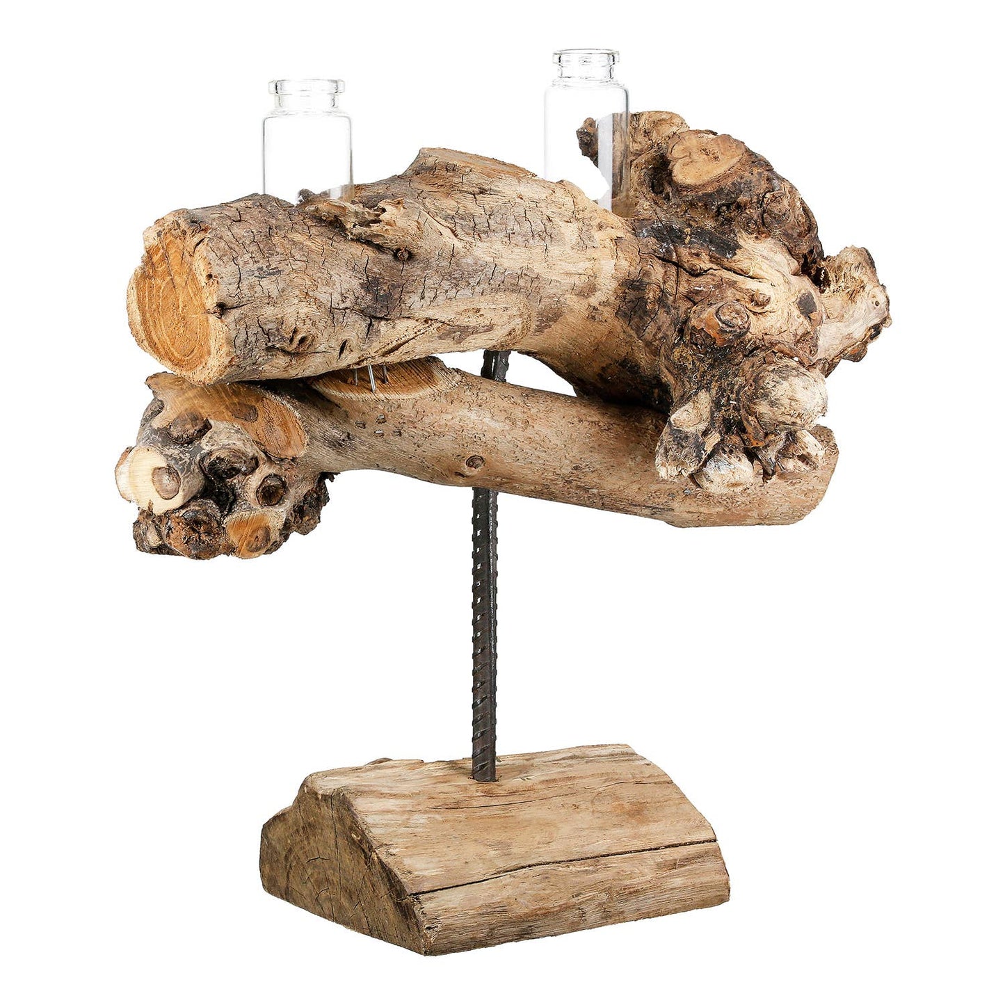 Skulptur Bangkok, naturfarben H.25 cm: Auf Basis/mit Glaseinsatz/Naturprodukt kann farblich abweichen. / Braun / Holz