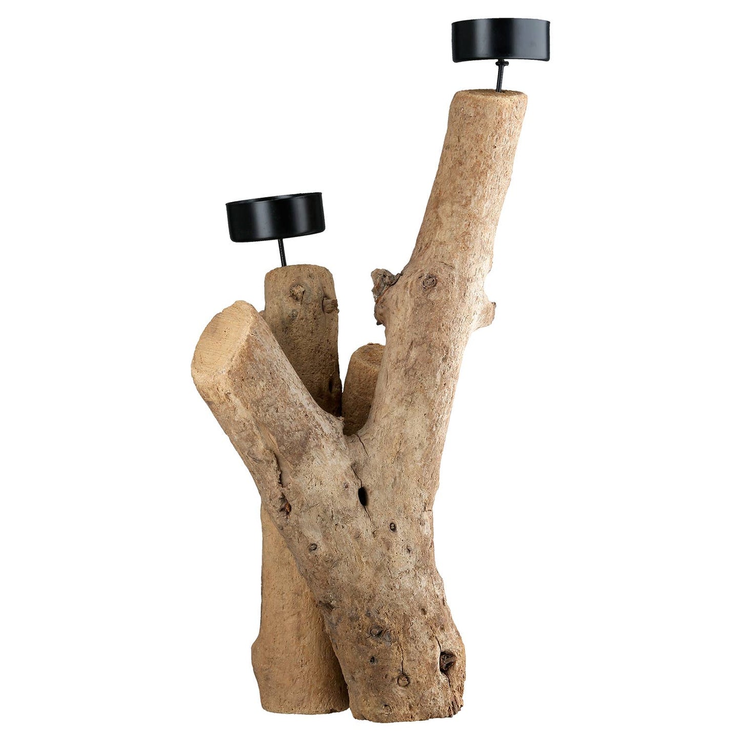 Teelichtleuchter  naturfarben H. 25 cm, VE 6: Naturprodukt, Maße variieren / Naturfarben / Holz