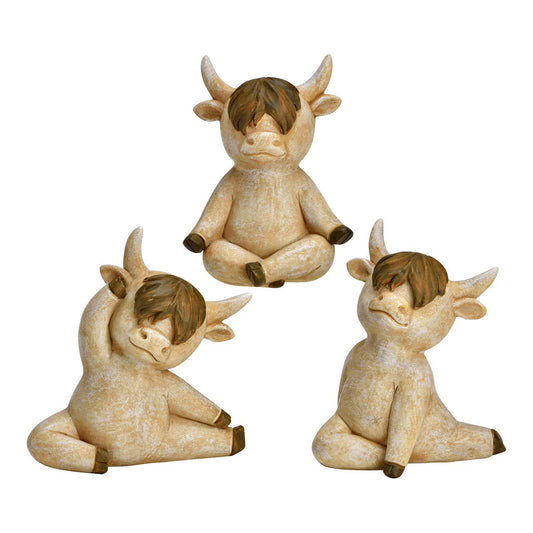 Yoga Highland Rind aus Poly, 3-fach, Beige/Braun (B/H/T) 8x11x7cm
